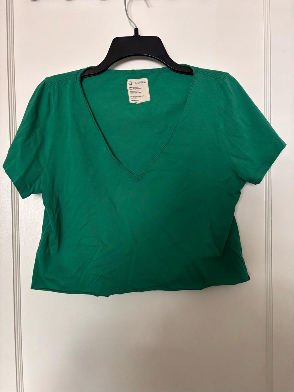 fordays Green V-Neck Crop Top | Size M | 100% organic cotton perfect for summer!